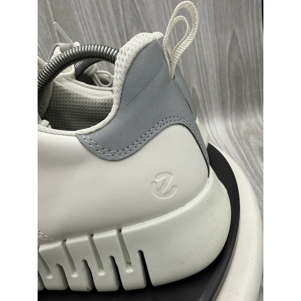 ECCO Gruuv‎ US Mens 8.5 EU 42 White Gray Leather Athletic Running Sneakers Shoes